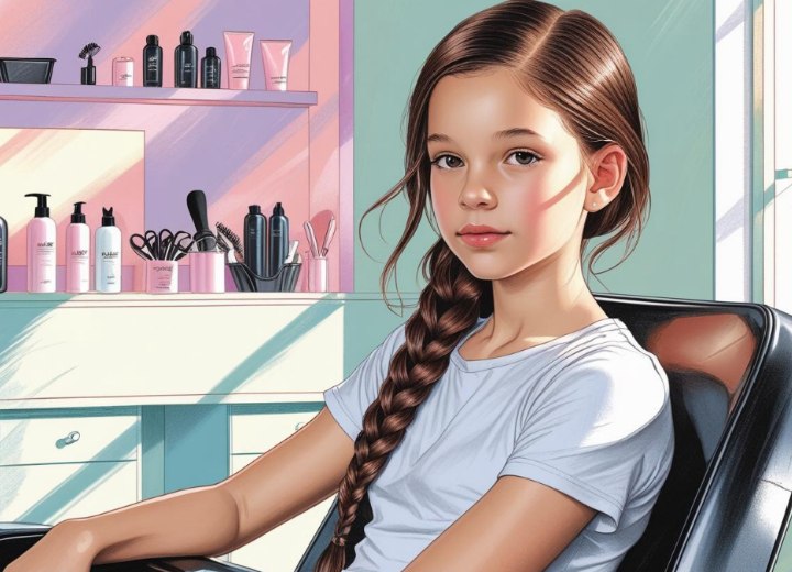 Young girls hairstyle with a classic side braid