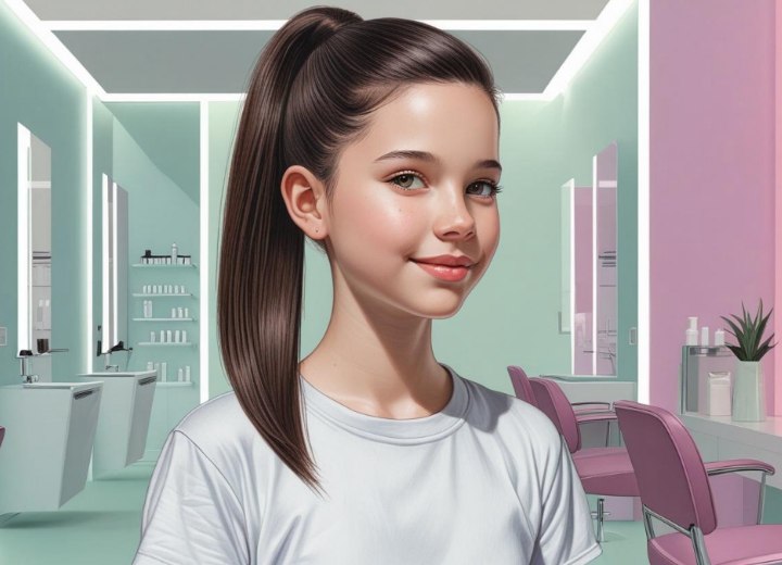 Sleek high ponytail for young girls