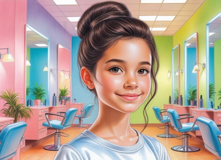 Updo with a messy bun for young girls