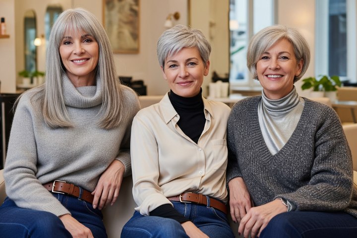 Women with beautiful gray hair