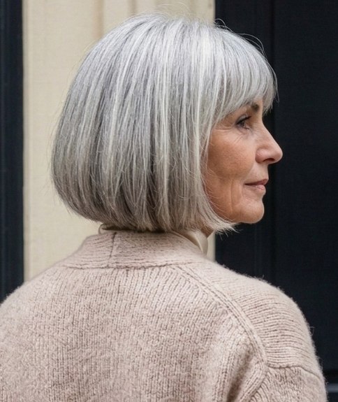 Beautiful bob for gray hair