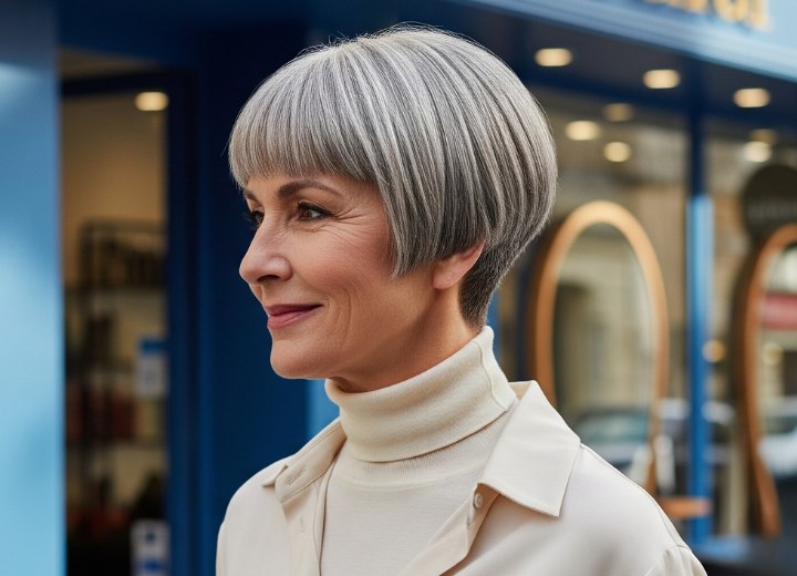 Modern short cut for gray hair