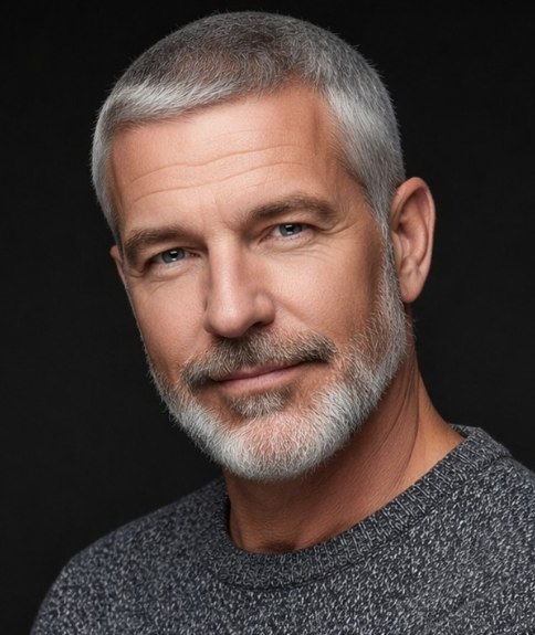 Very short cut for men with gray hair