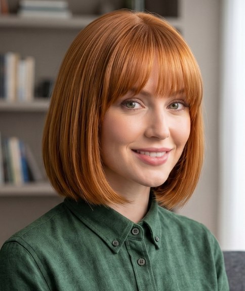 Copper bob with a long fringe