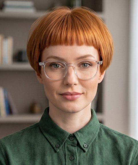 Short haircut with a rounded silhouette
