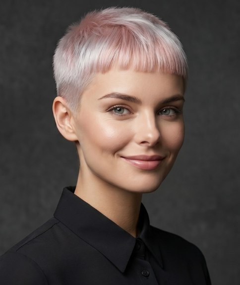 Very short and soft pink hair