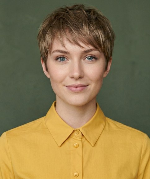 Woman with short hair after a daring makeover