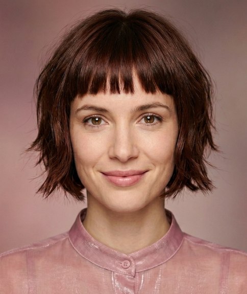 Short bob with a short, straight fringe