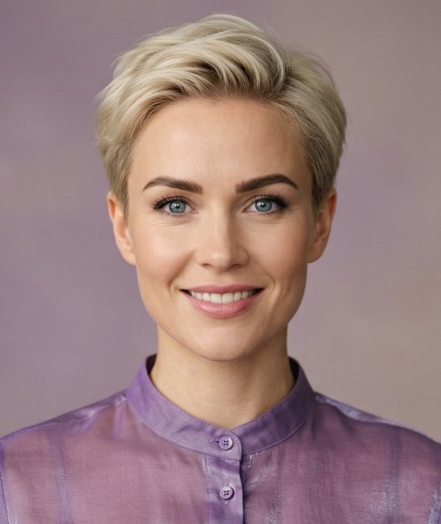 Blonde hairstyle with very short sides and nape