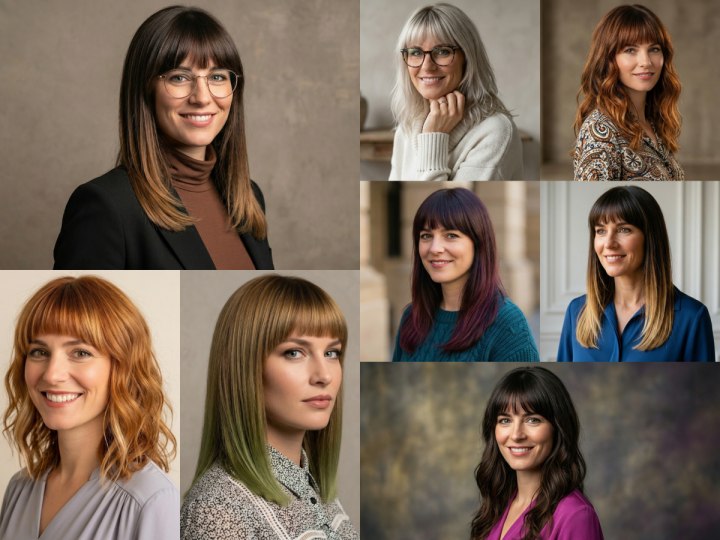 Long hairstyles with a fringe