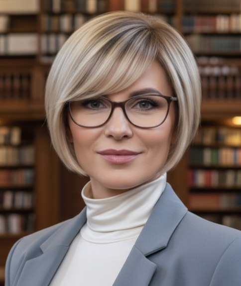 Short angled bob for blonde hair