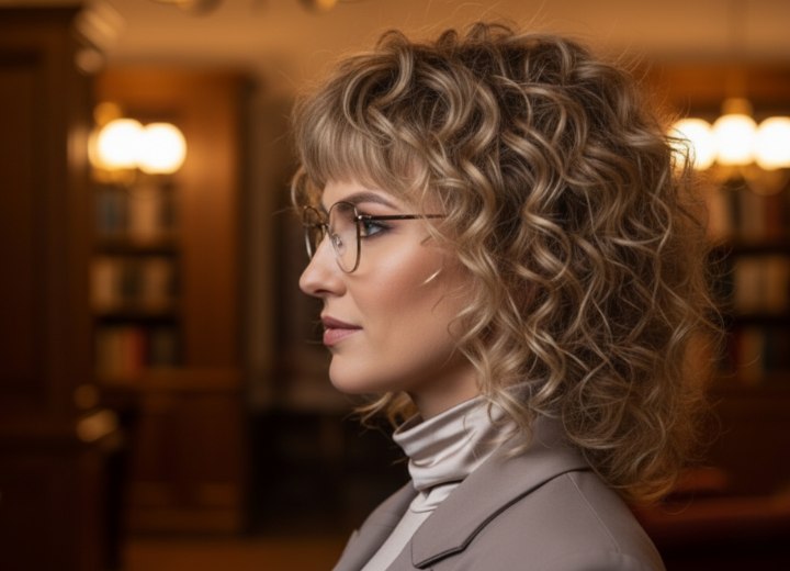 Curly shag cut with 1970s inspiration - Side view