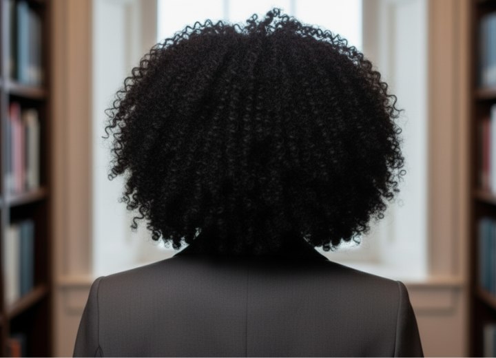 Curly semi-long hairstyle