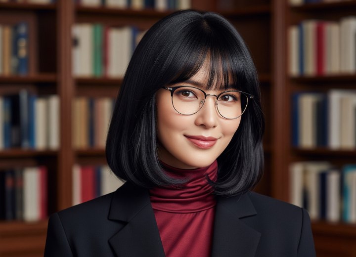 Glossy black Asian hair in a bob