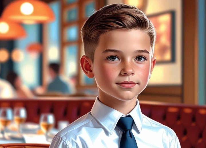 Little boys haircut with clipper-cut sides and a side part