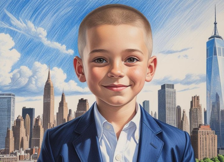 Clean hair with shaved sides for little boys