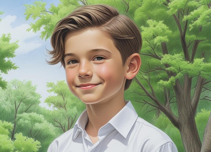 Medium-length hair with layers for young boys