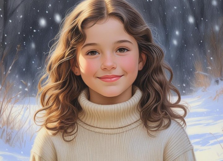 Medium-length hair with curls for active girls