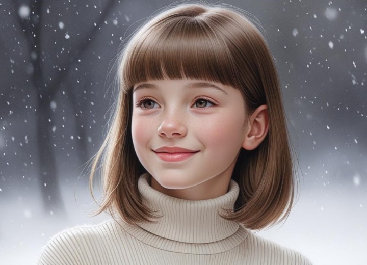 Bob with blunt bangs for little girls