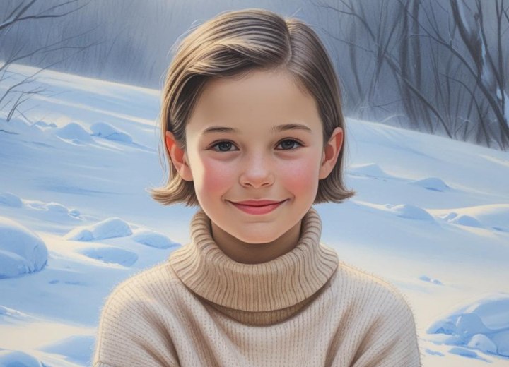 Chin-length haircut for young girls