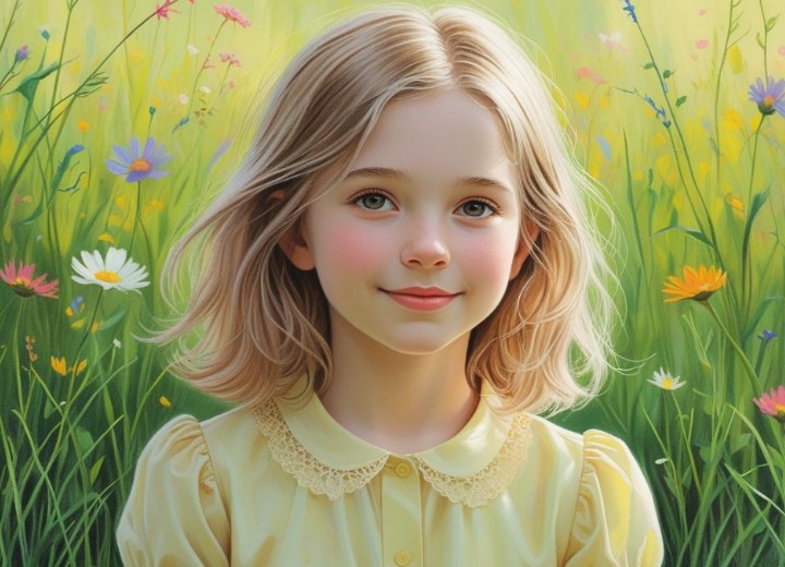 Shoulder-length hair with waves for little girls