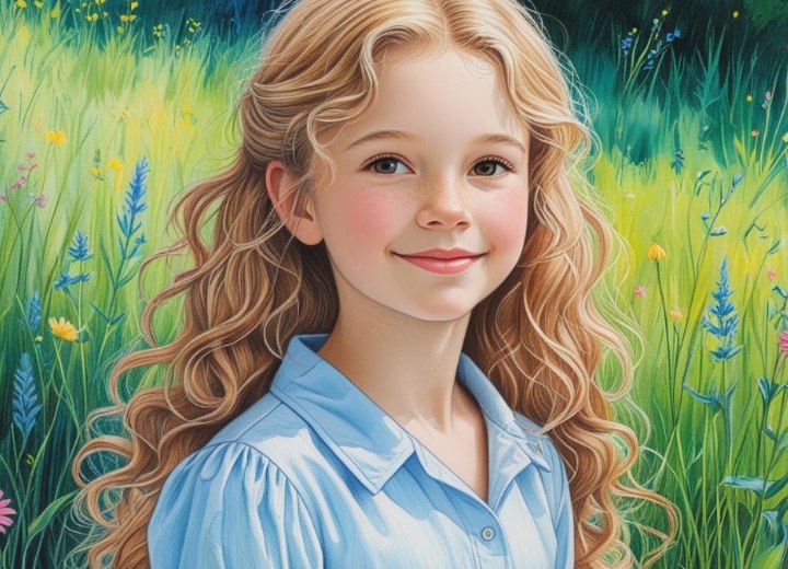 Long hairstyle with spiral curls for young girls