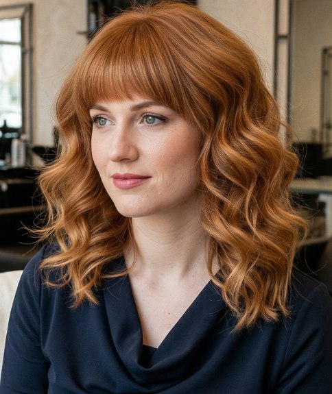 Collarbone-length long hair with soft, romantic waves