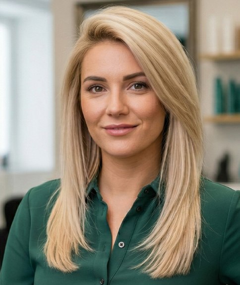 Sleek and chic long blonde hairstyle