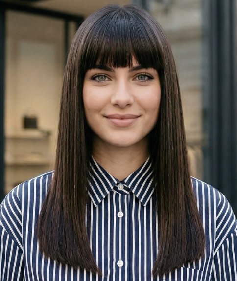 Long and glossy dark hair