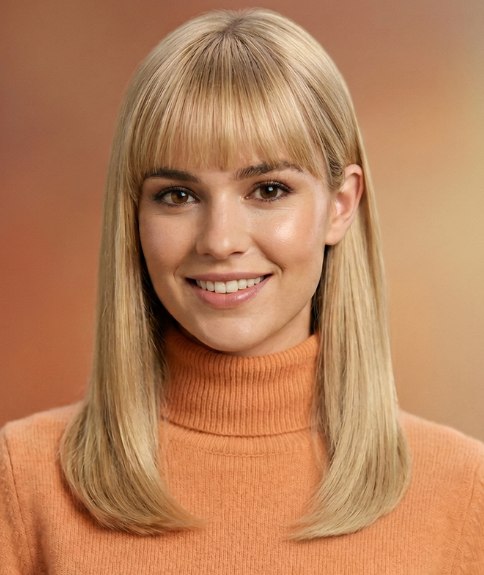 Cheerful long blonde hairstyle