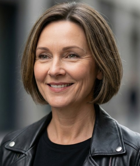 Modern chin-length bob for older women