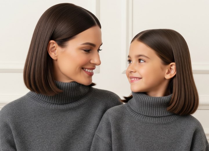 Long bob for mother and daughter