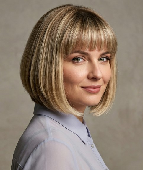 Rounded bob with airy bangs