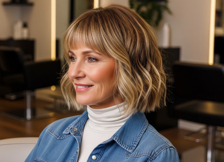 Bob with bangs for older women