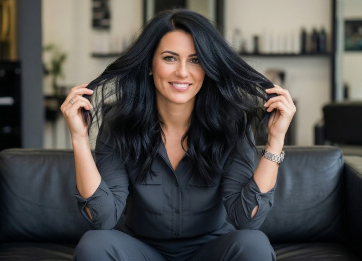 Woman with opulent long hair