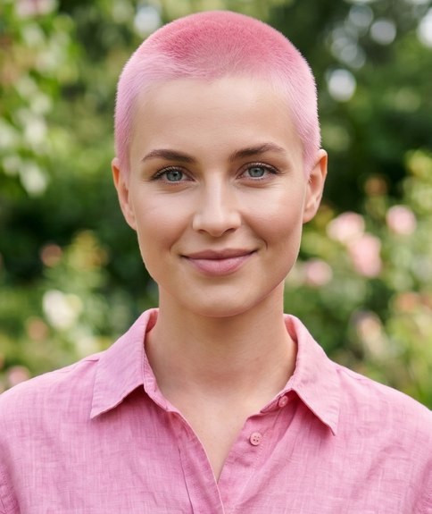 Pink buzz cut