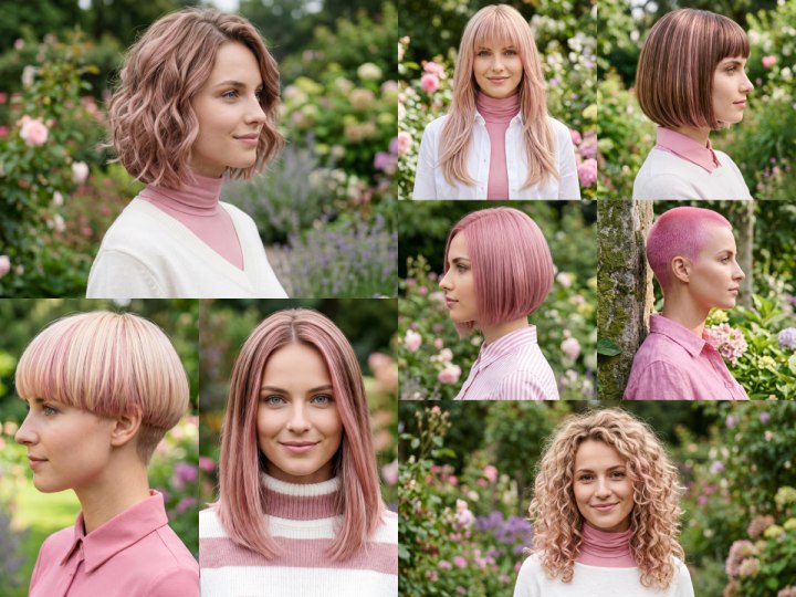 Looks with pretty pink hair