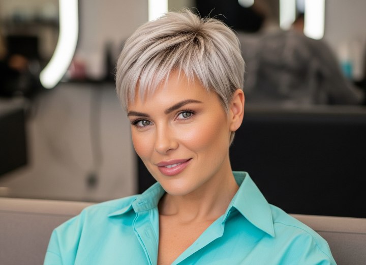 Blonde pixie cut