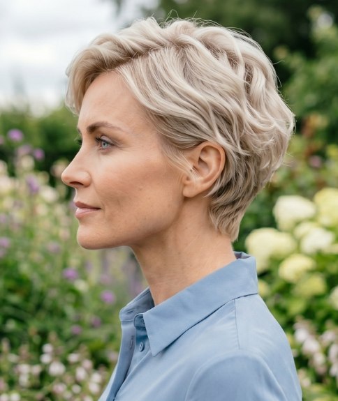 Blonde pixie cut