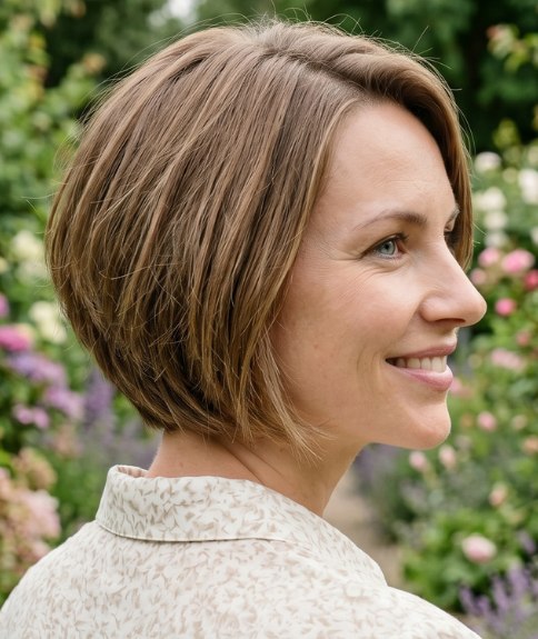 Just below the jaw bob cut
