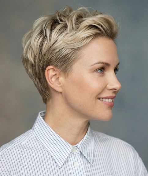 Short hair with masculine styling for women
