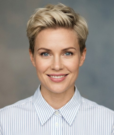 Short hairstyle that elongates the face