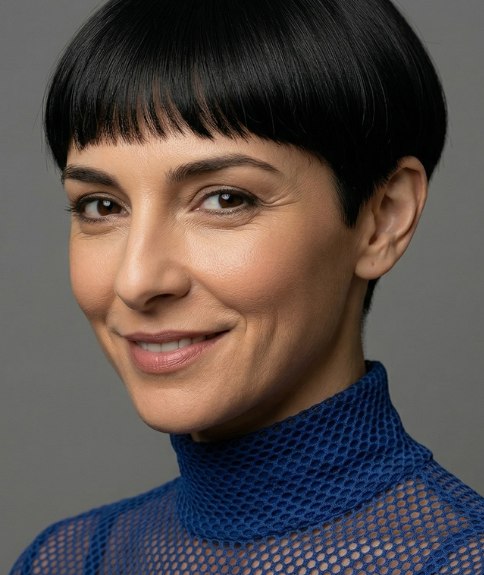 Fashionable short hair with bangs