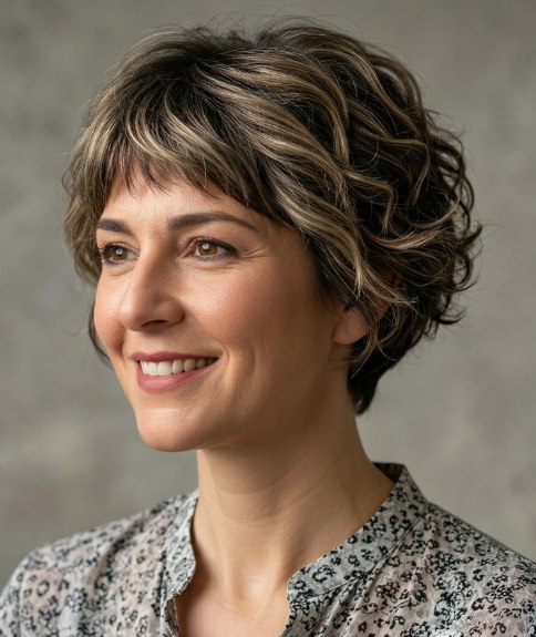 Soft and curly short hairstyle