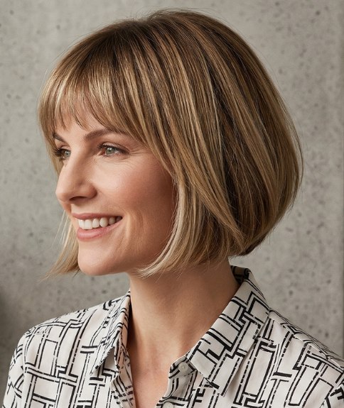 Blonde, just above the collar bob