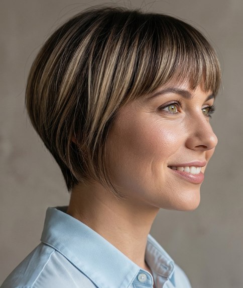 Short bob with a tapered neckline