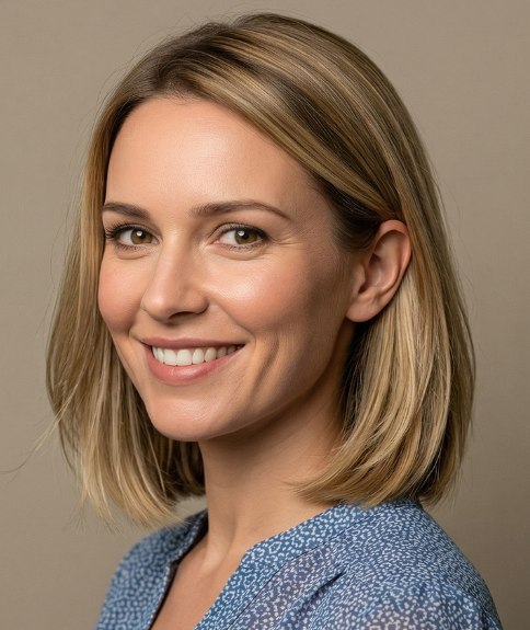 Sleek, just above the shoulders bob