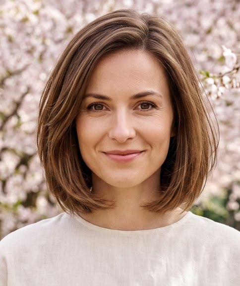 Long bob with curved-under ends for spring