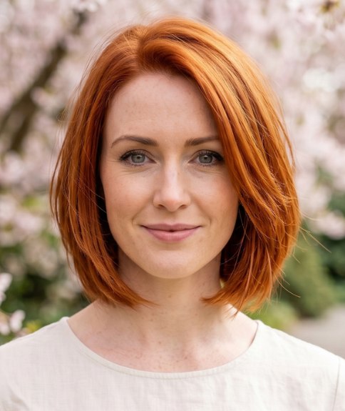 Long bob with a stunning hair color for spring