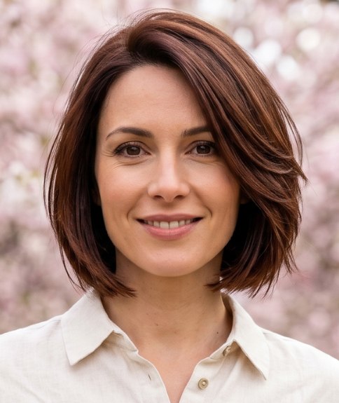 Just above the shoulders bob cut for spring